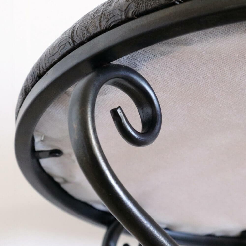 ★アンティーク調 スツール 椅子 花柄 アイアン レザー 丸椅子 アイアン