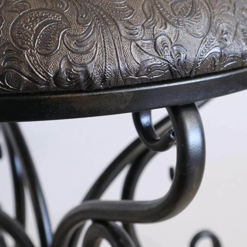 ★アンティーク調 スツール 椅子 花柄 アイアン レザー 丸椅子 アイアン