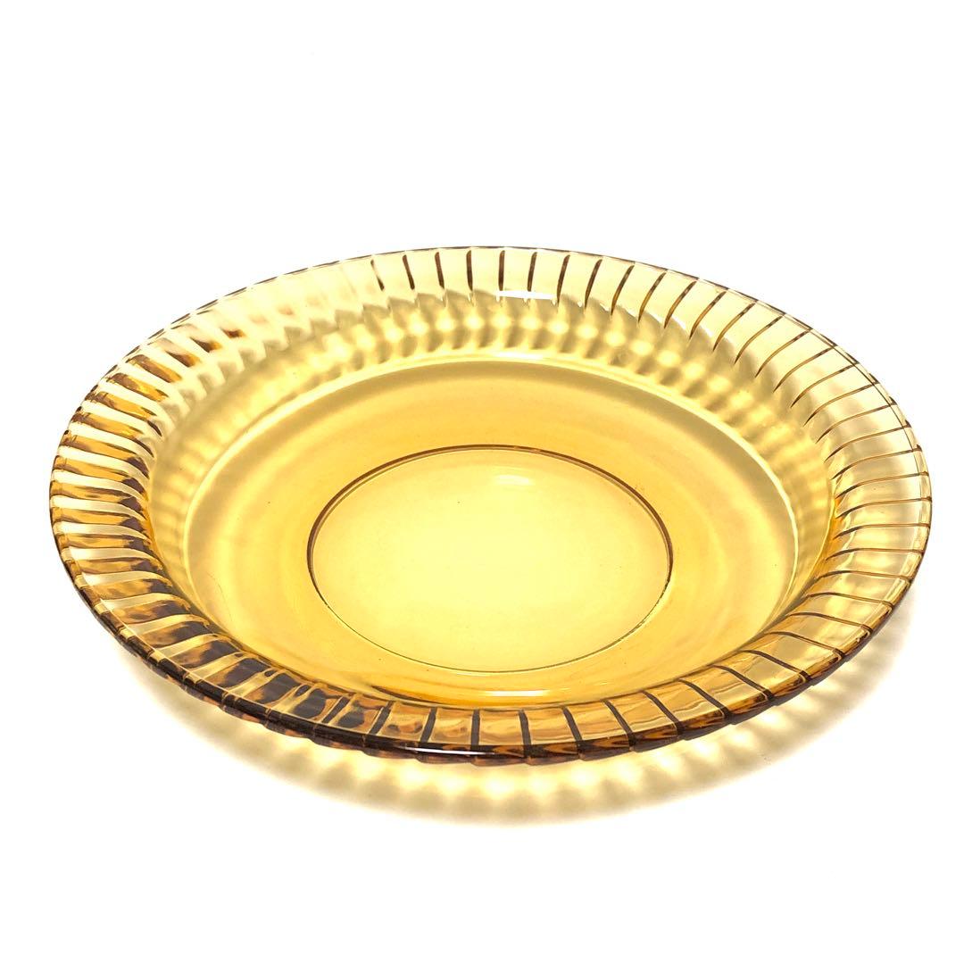 ■ガラス製　中皿　10枚■琥珀色・レトロ・和食・洋食・スイーツ・果物・野菜・肉