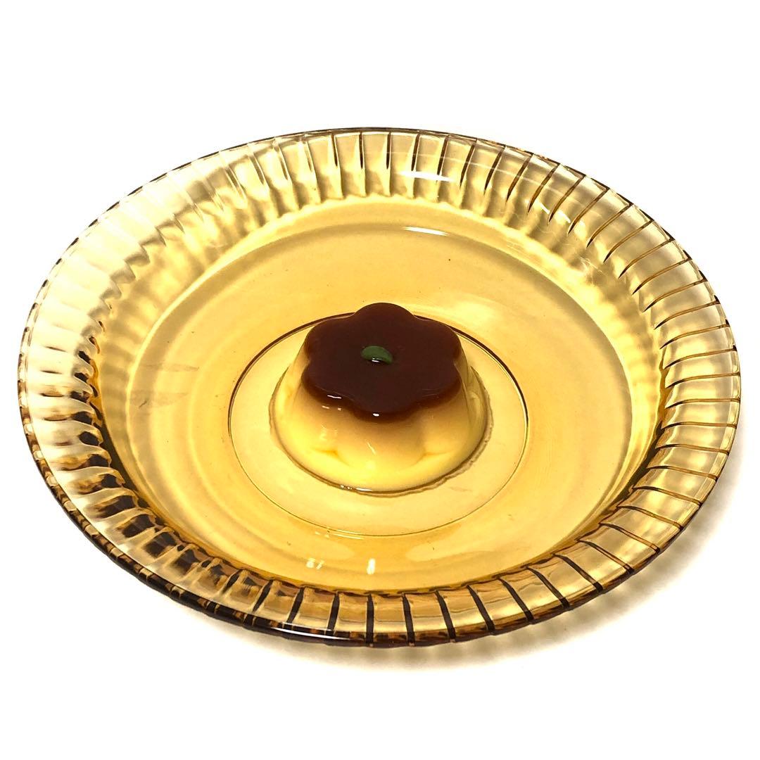 ■ガラス製　中皿　10枚■琥珀色・レトロ・和食・洋食・スイーツ・果物・野菜・肉