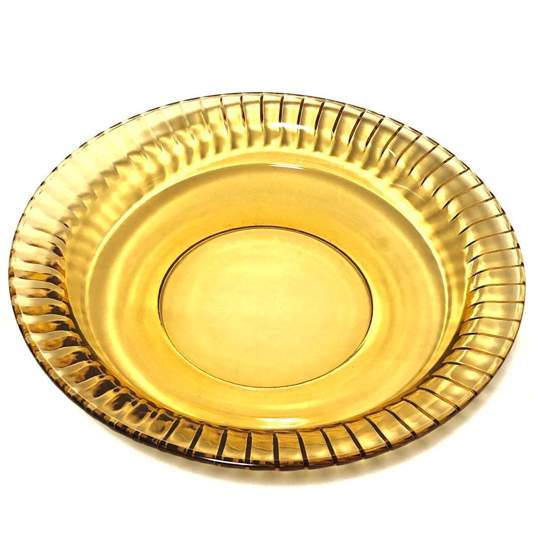 ■ガラス製　中皿　10枚■琥珀色・レトロ・和食・洋食・スイーツ・果物・野菜・肉