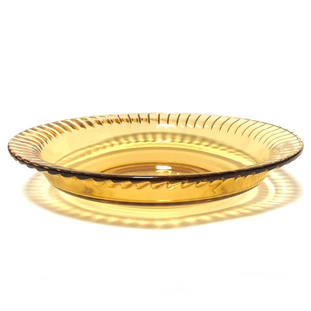 ■ガラス製　中皿　10枚■琥珀色・レトロ・和食・洋食・スイーツ・果物・野菜・肉