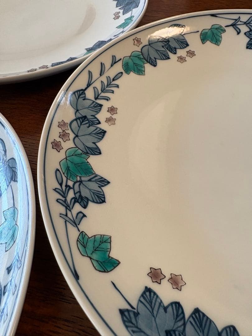 源右衛門】古伊万里の伝統 舘林源右衛門作 染錦蔦絵 大皿五枚揃 有田焼