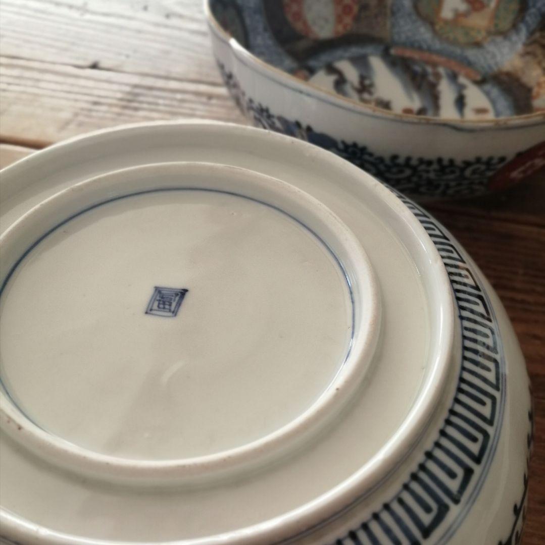 明治伊万里 色絵 染錦 輪花縁 大鉢 大小2客セット - メルカリ