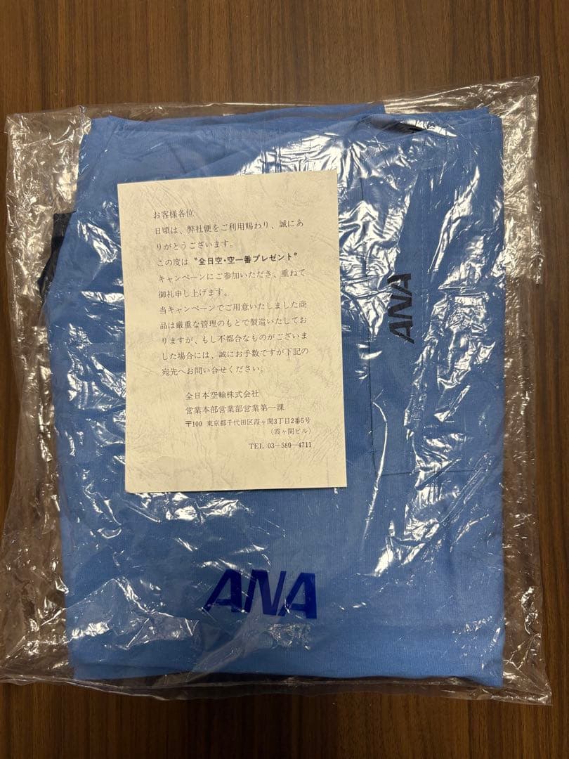 【非売品】全日空　ANA 水色エプロン Vネック ポケット付き