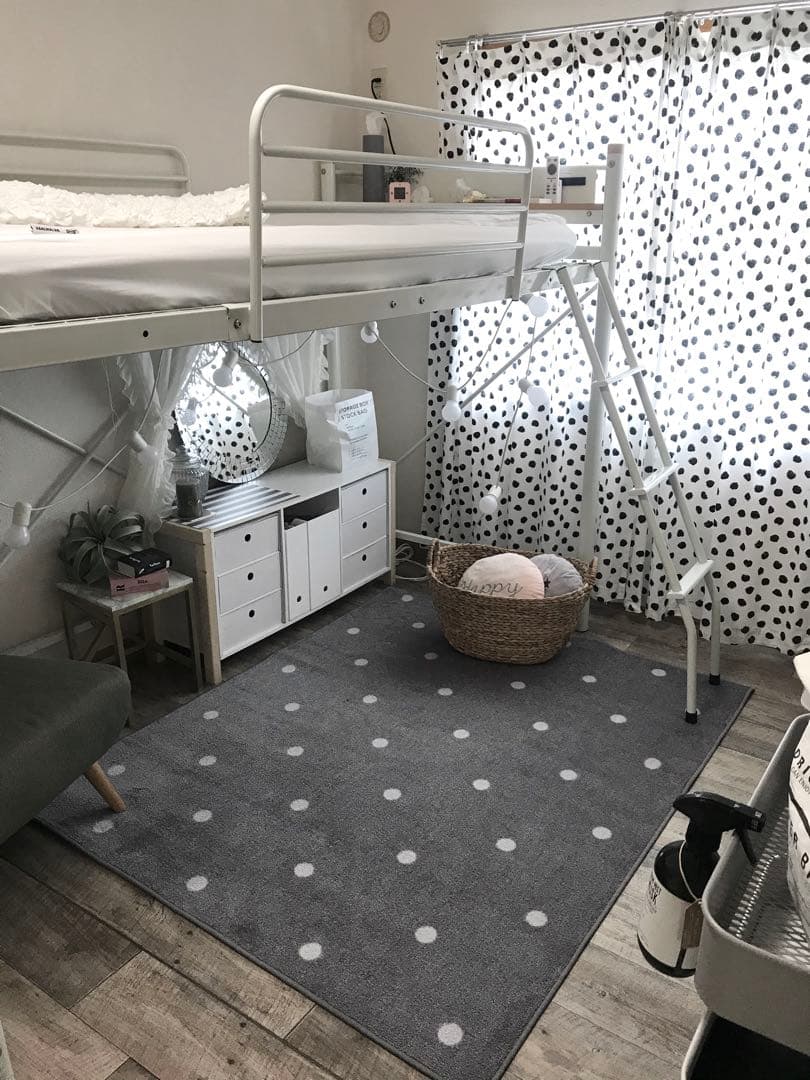 ホワイト スチール製 ロフトベッド シングル