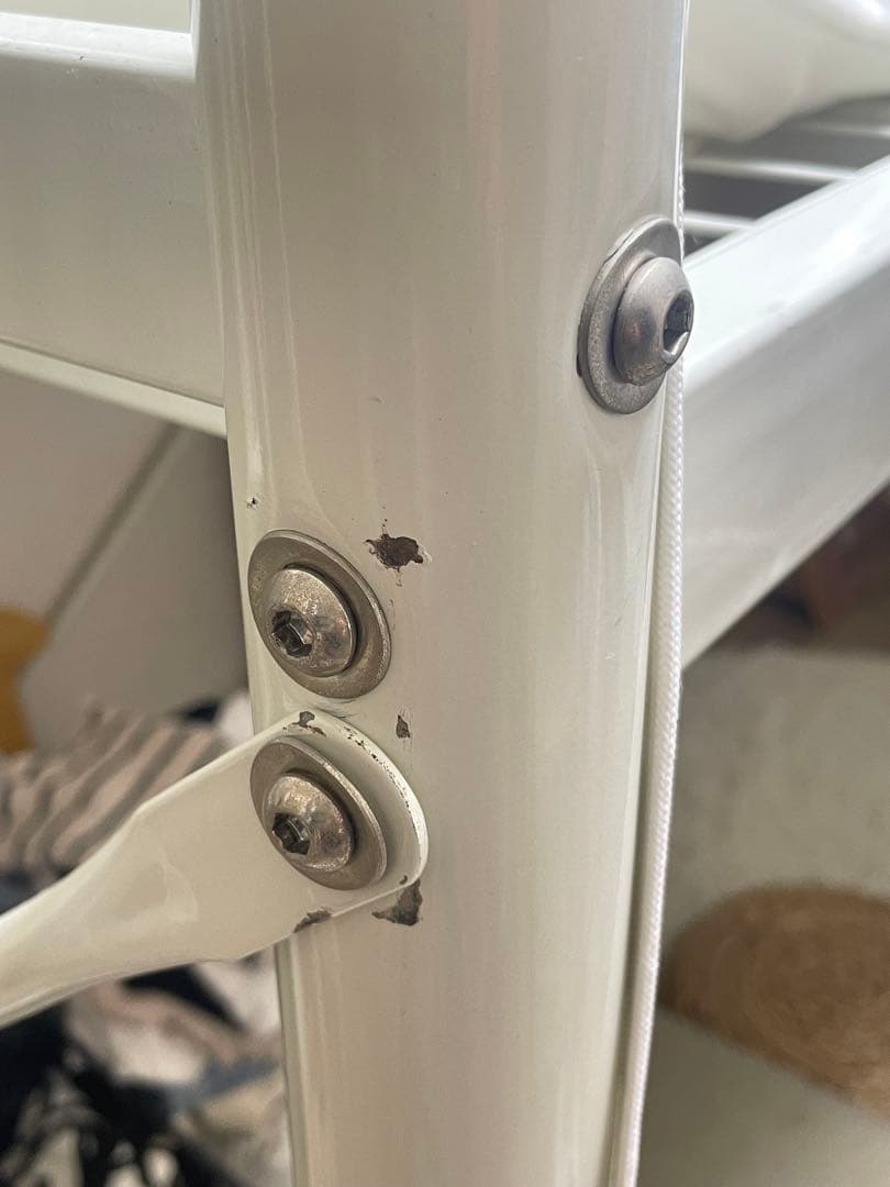 ホワイト スチール製 ロフトベッド シングル