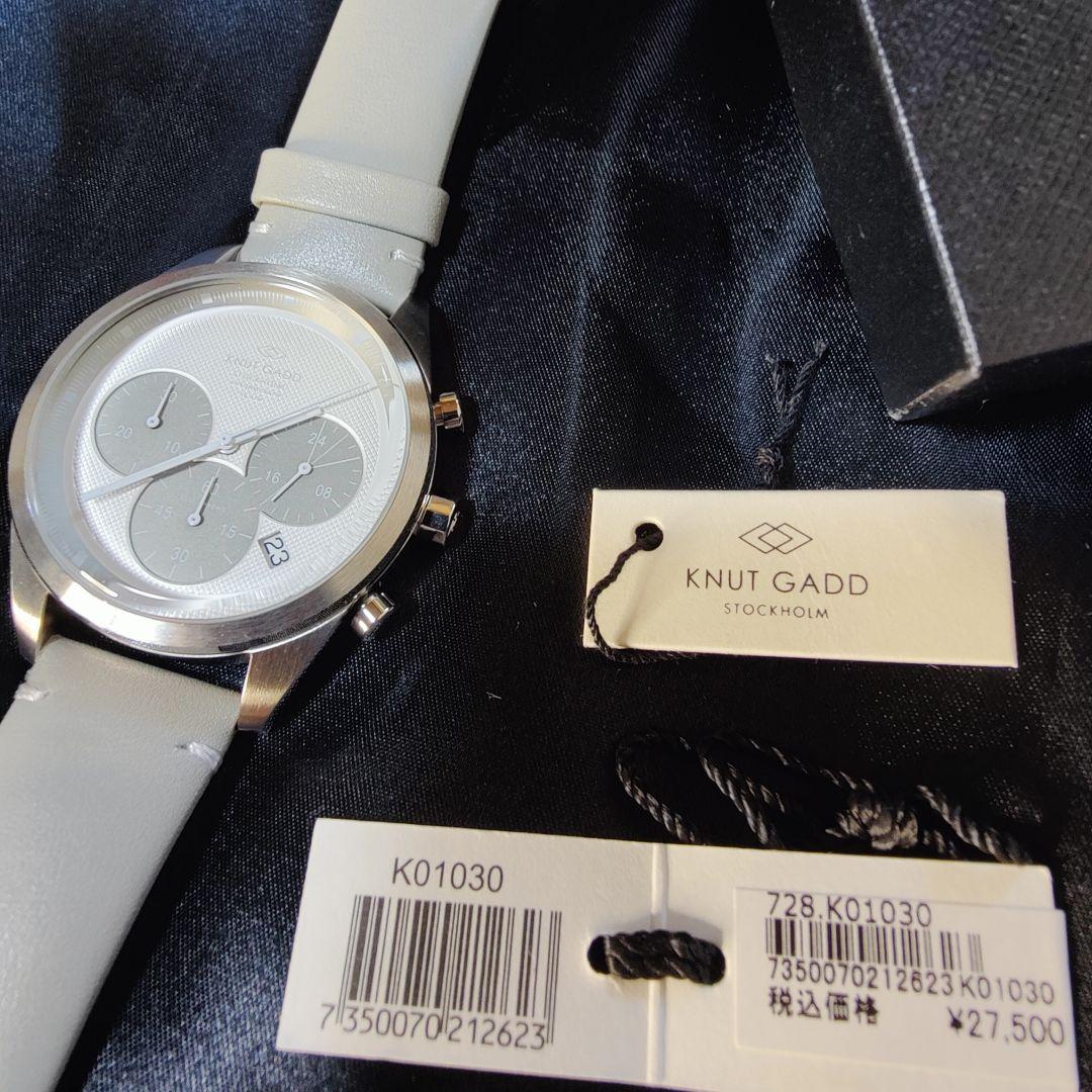 KNUT GADD/クヌートガッド　クロノグラフ 　クォーツ　メンズグレーレザー