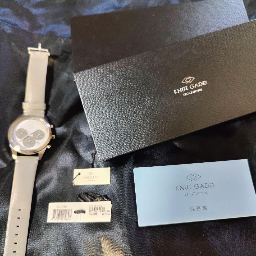 KNUT GADD/クヌートガッド　クロノグラフ 　クォーツ　メンズグレーレザー