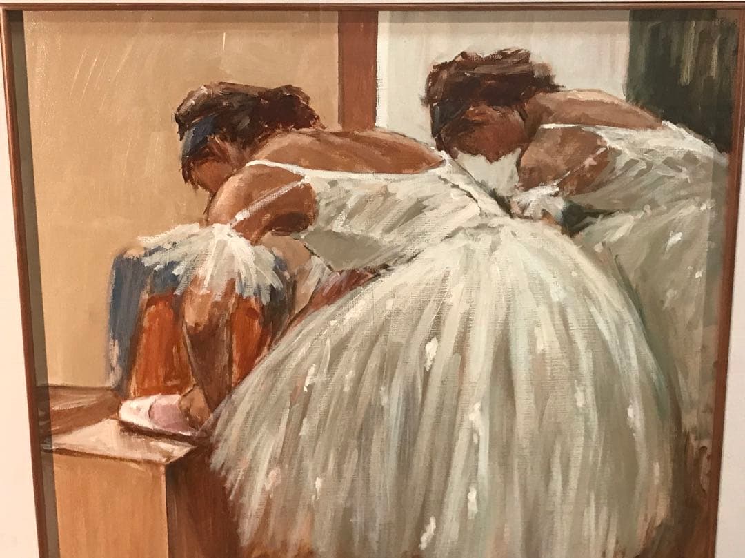 荒木義太郎「トーシューズ履くバレリーナ」油彩Ｆ１０号　画面右下に直筆サイン有り