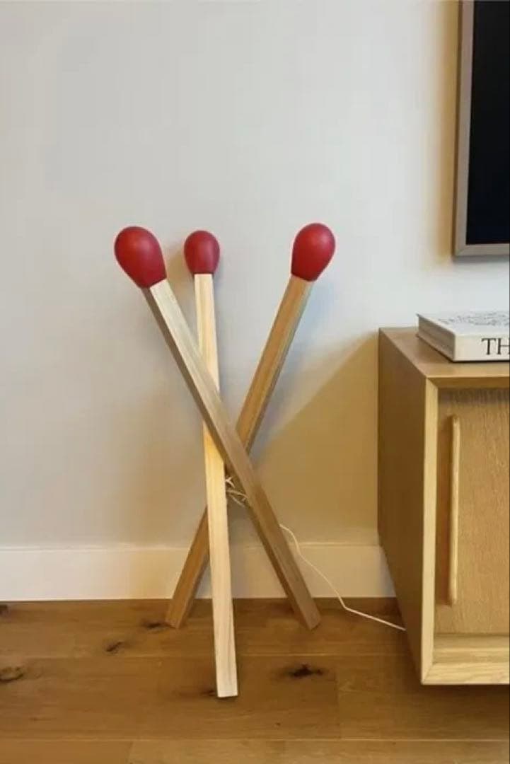 IKEA STRÅLA ストローラ LEDフロアランプ マッチ棒 木製 限定照明