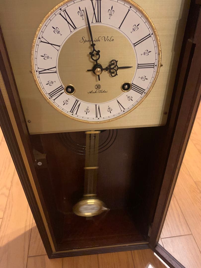 中古Aichi Tokei spanish vela振り子時計 ゼンマイ式柱時計