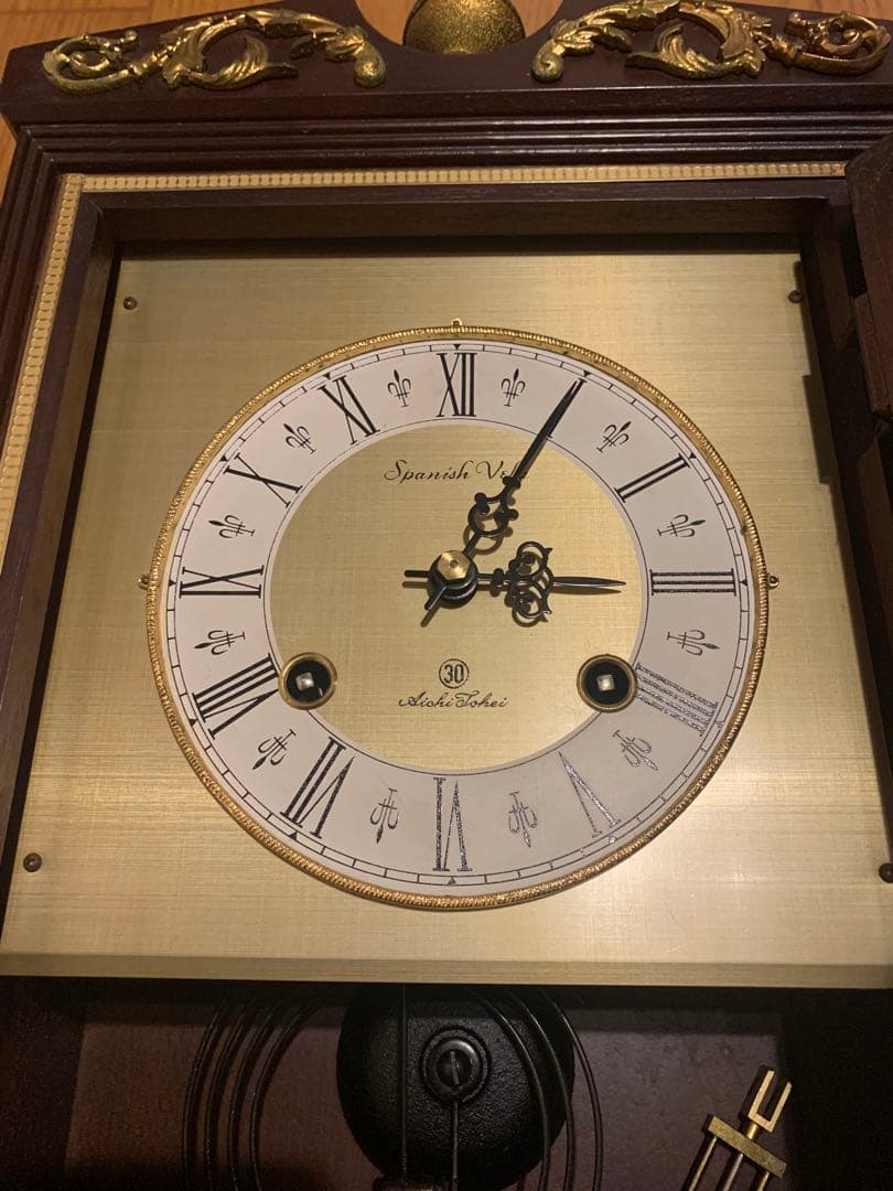 中古Aichi Tokei spanish vela振り子時計 ゼンマイ式柱時計