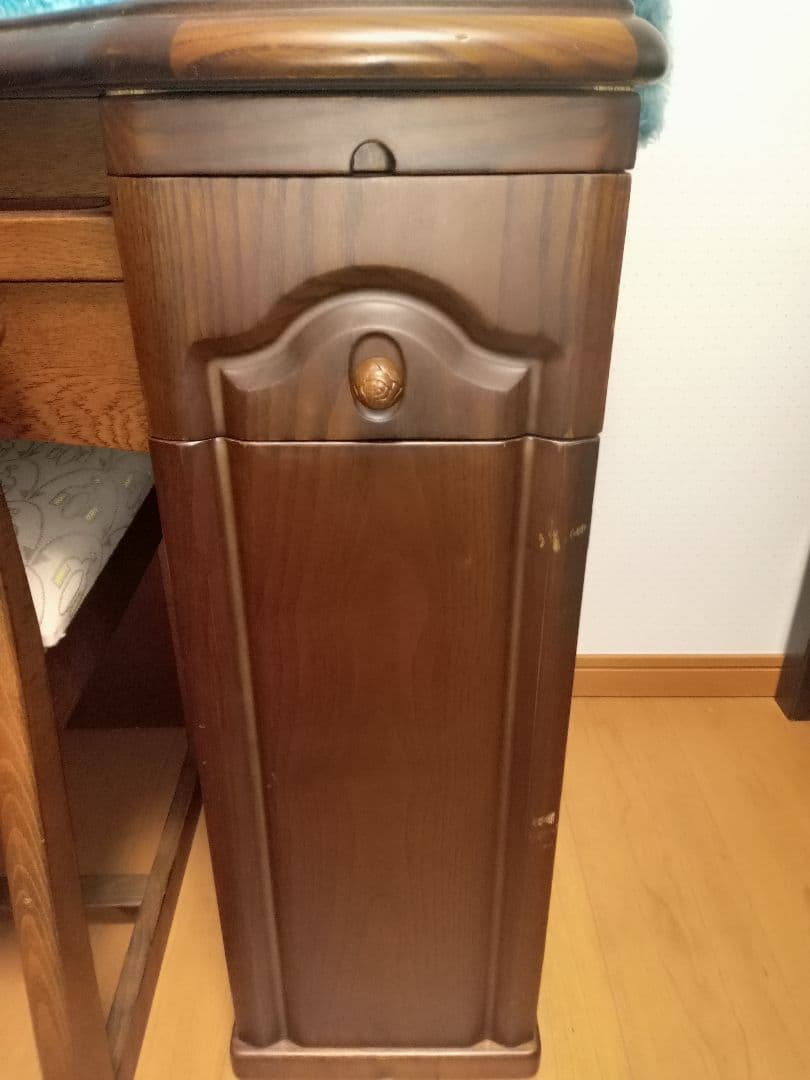 引取可★木製 高級ドレッサー 丸型大鏡　ブラウン