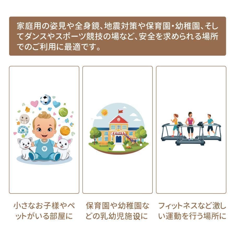 フィルムミラー 全身鏡 幅100x160cm 軽壁掛け鏡 白 キャスター付