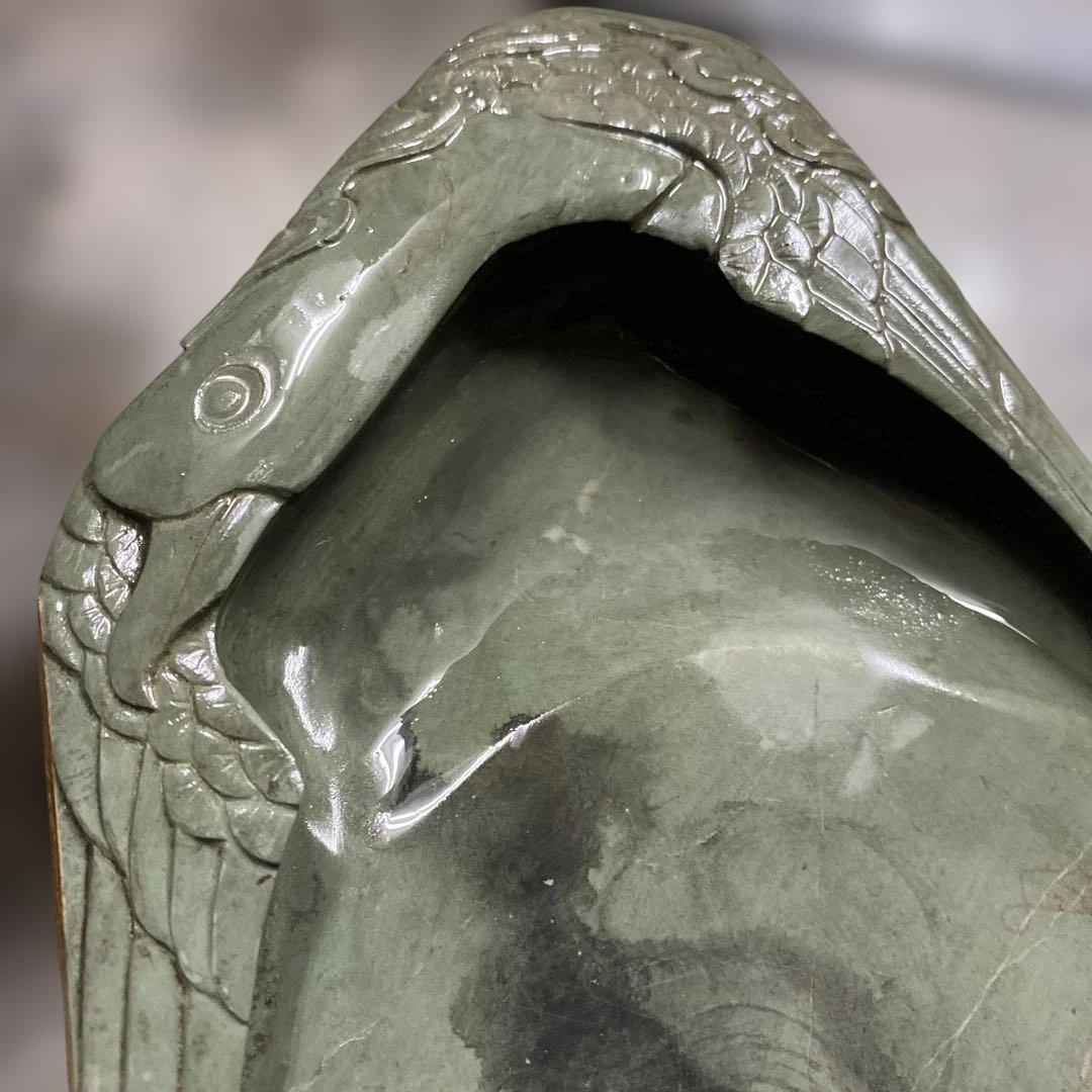 アヒル彫刻 緑硯 中国硯 中国石製 大型硯 書道具 文房四宝 1537g