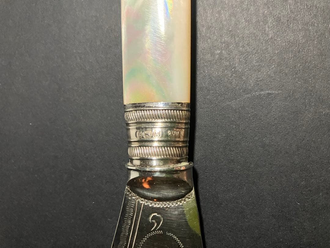 英国アンティーク 白蝶貝×純銀925 ナイフ&フォークセット