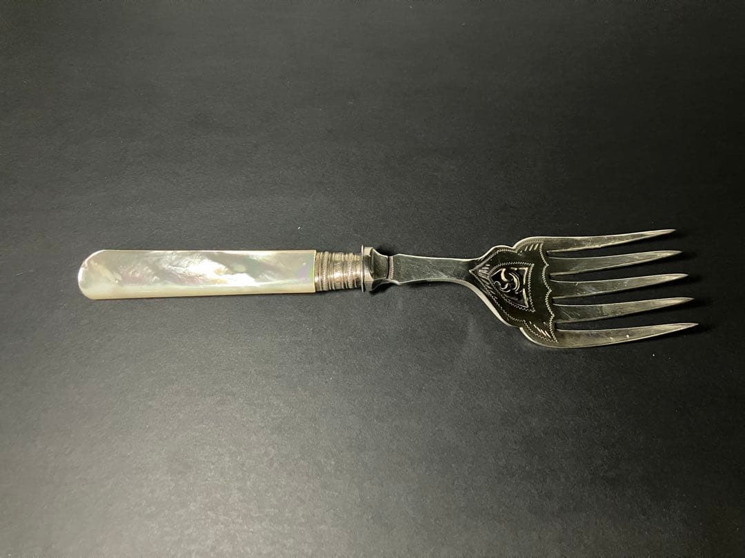 英国アンティーク 白蝶貝×純銀925 ナイフ&フォークセット