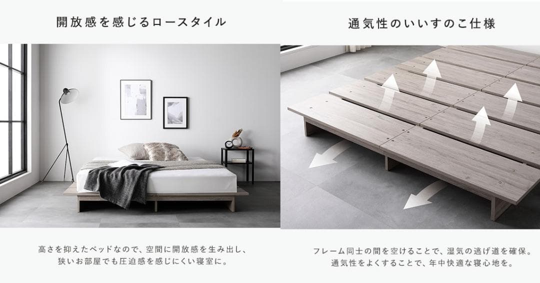 送料無料 シングルベッド フレーム 保証・コンセント付き すのこ ストーングレー