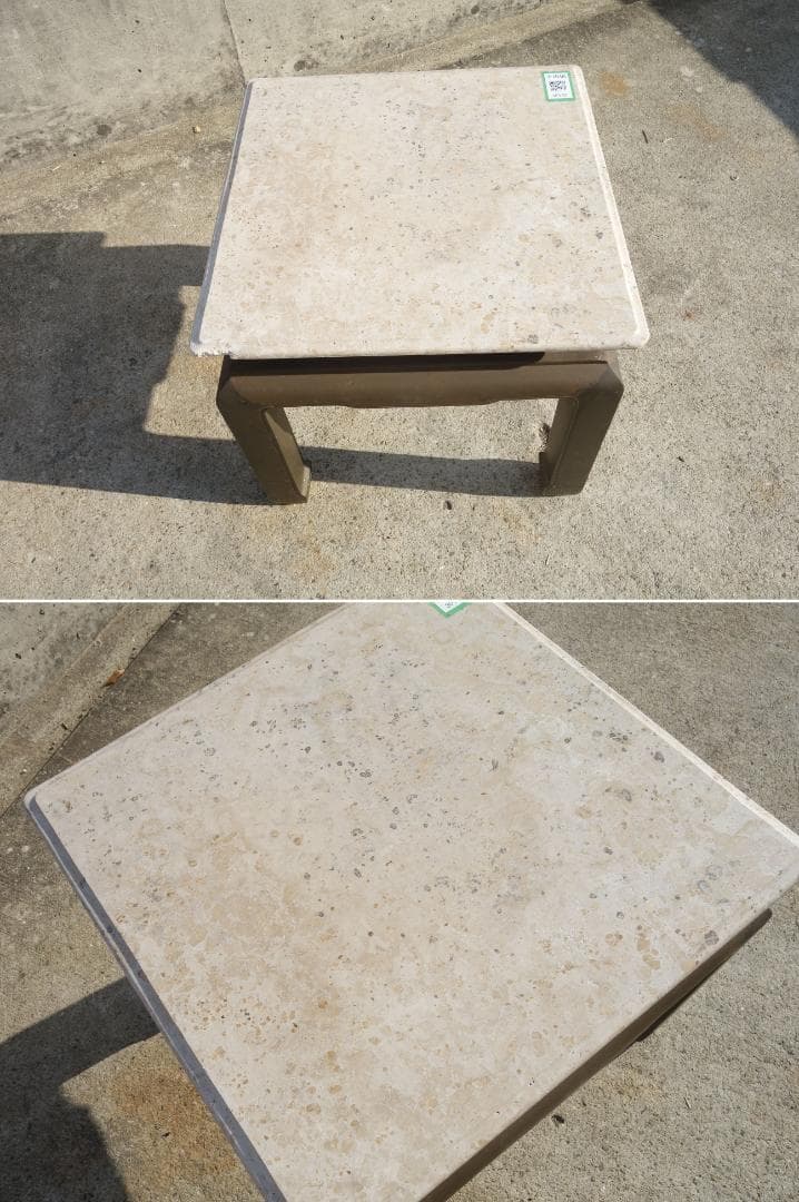 K▼机 テーブル サイドテーブル 花台 大理石天板 ブラス 真鍮 (30142)