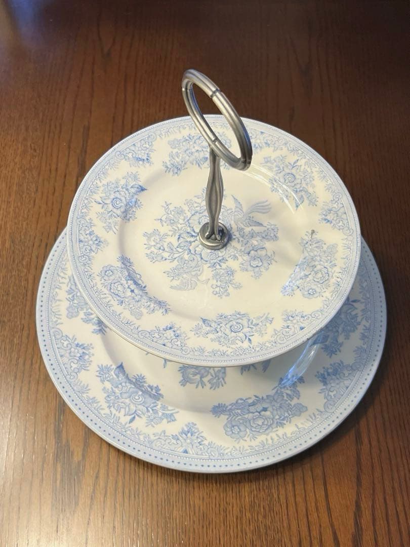 【新品】バーレイ ブルーアジアティックフェザンツ　2段　ケーキスタンド