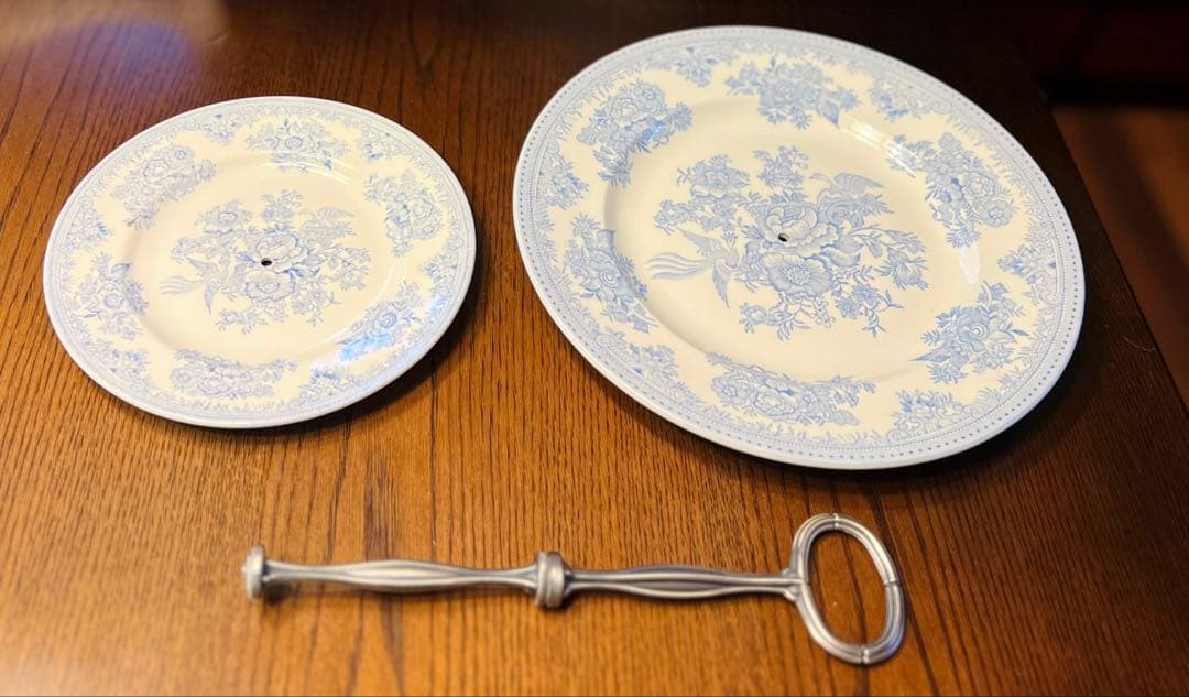 【新品】バーレイ ブルーアジアティックフェザンツ　2段　ケーキスタンド