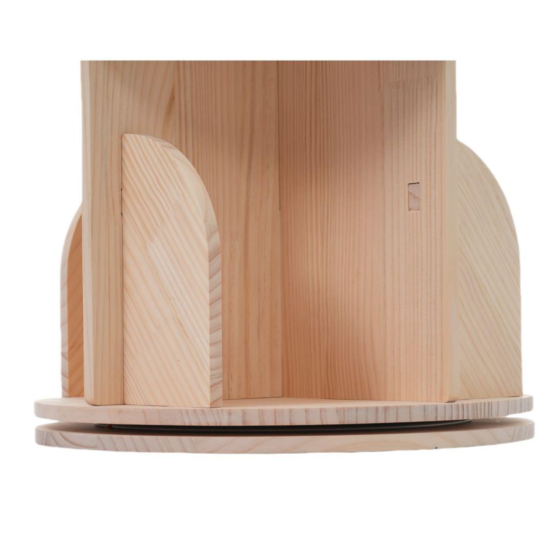 【新品】 4段-回転盤タイプ無垢材 回転式本棚 飾り棚 絵本棚 360°回転本棚