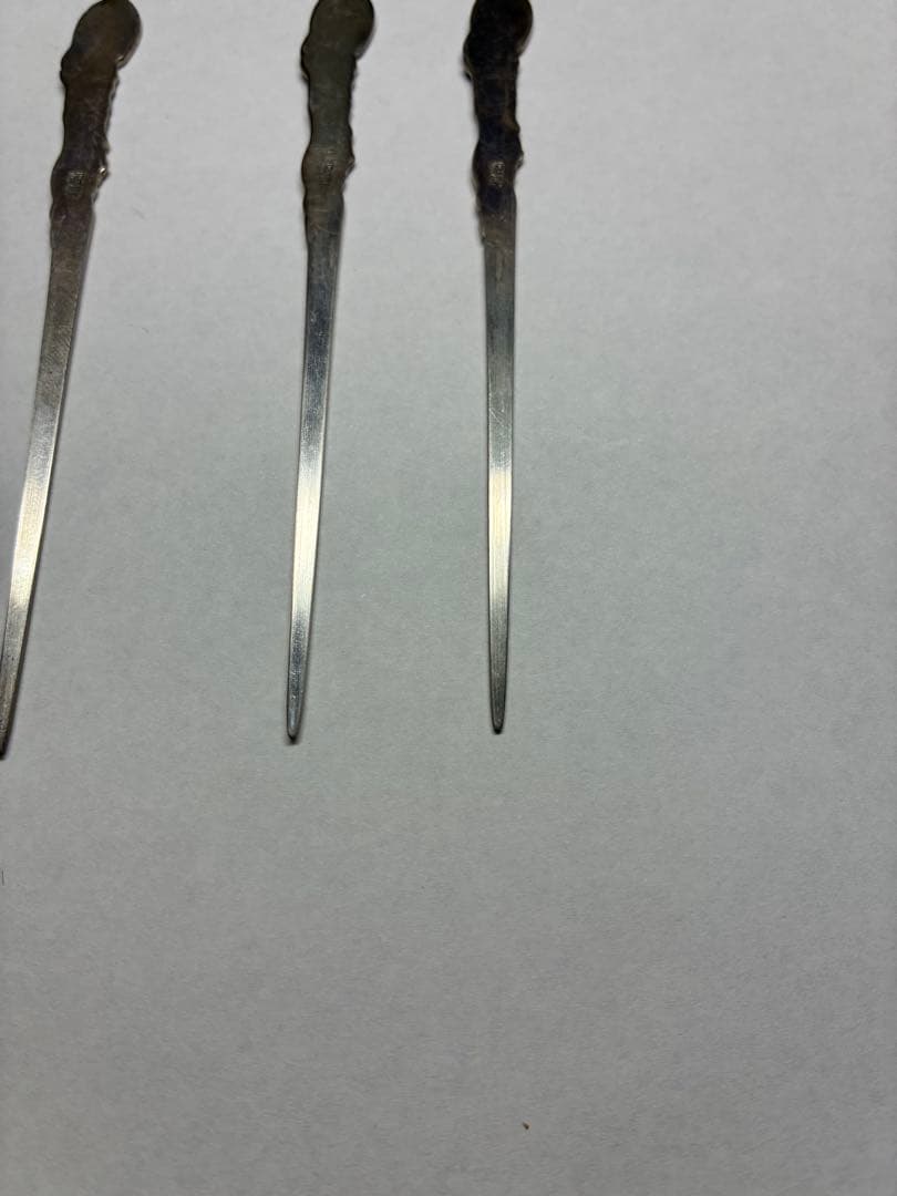 銀製　菓子楊枝　鶴亀　5本セット