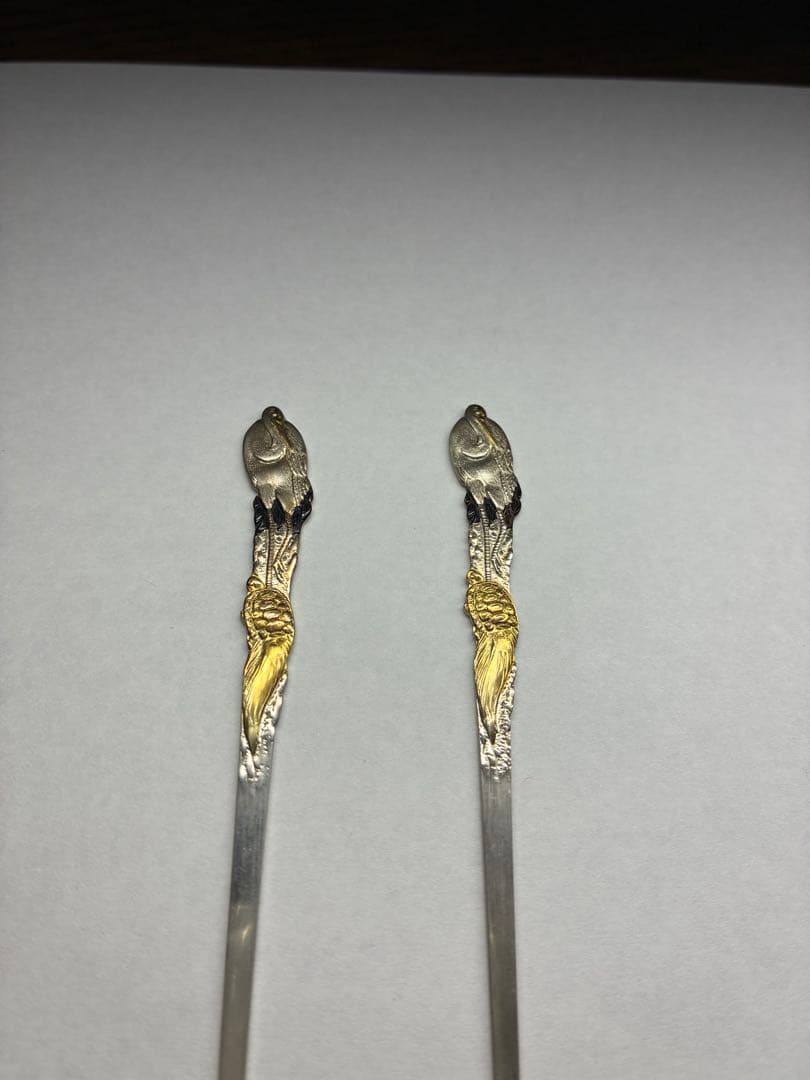 銀製　菓子楊枝　鶴亀　5本セット