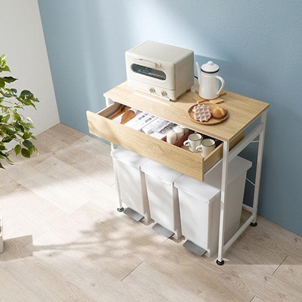 【幅80㎝】ごみ箱上ラック キッチンカウンター レンジ台 【ホワイト】