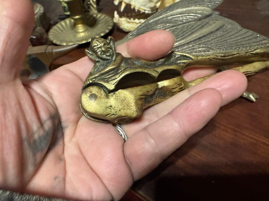 蝿の灰皿　デビルくるみ割り　アンビルペーパーウエイトセットフランスアンティーク