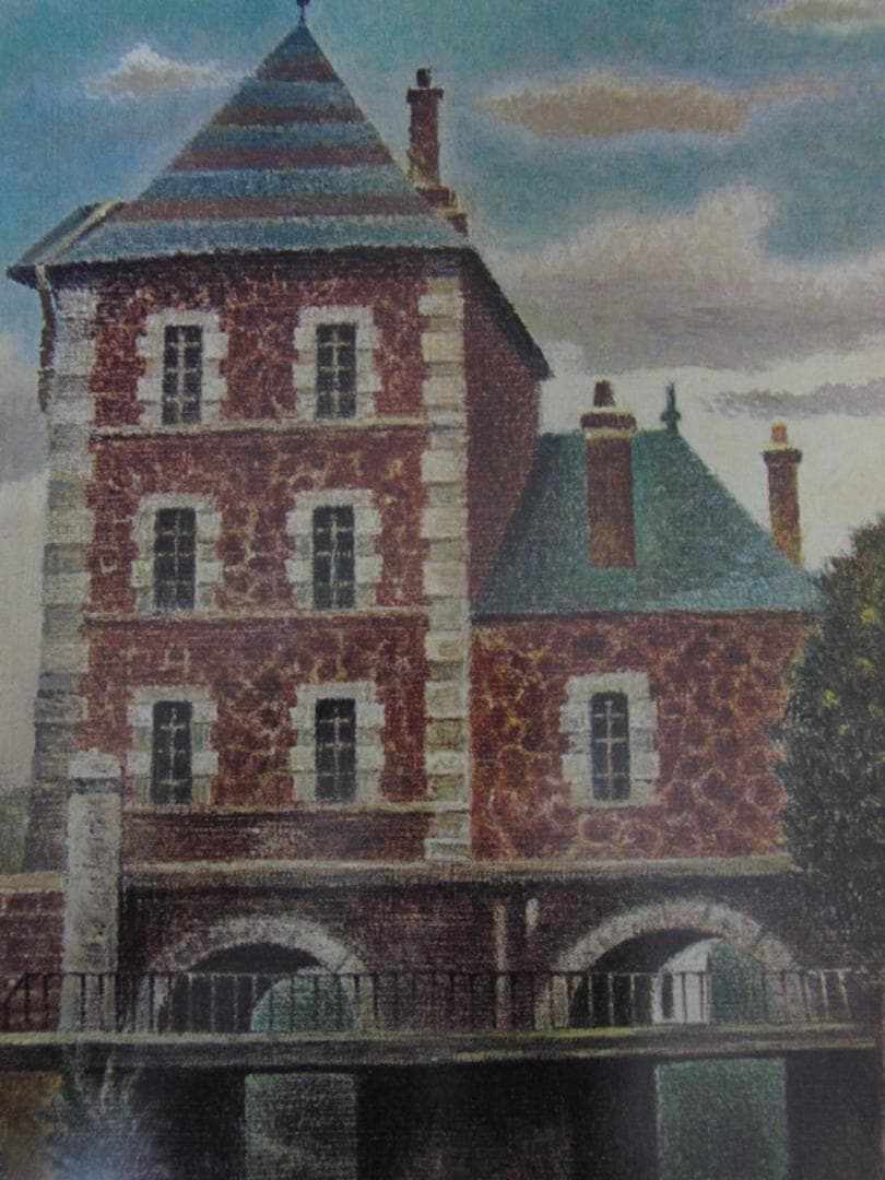 岡鹿之助、【粉ひき場】、希少な大判額装用画集より、美品、日本人画家