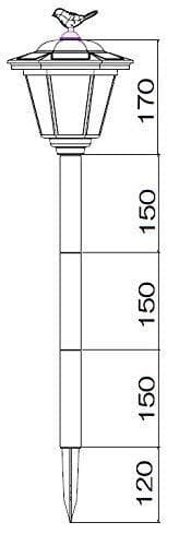 屋外 電球色 ガーデンライト２個 防水 小鳥模様 ランタン型