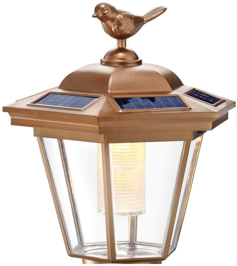 屋外 電球色 ガーデンライト２個 防水 小鳥模様 ランタン型