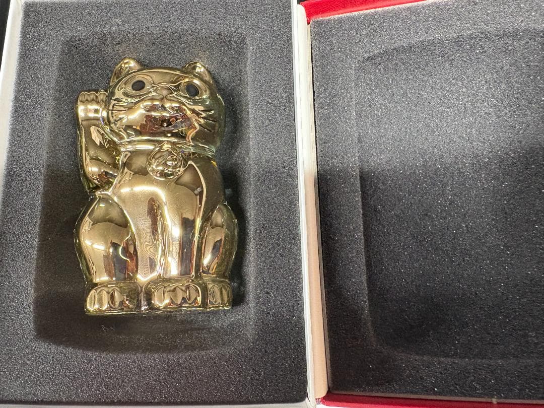 【美品】Baccarat バカラ 招き猫 ゴールド クリスタル 置物 正規箱付き