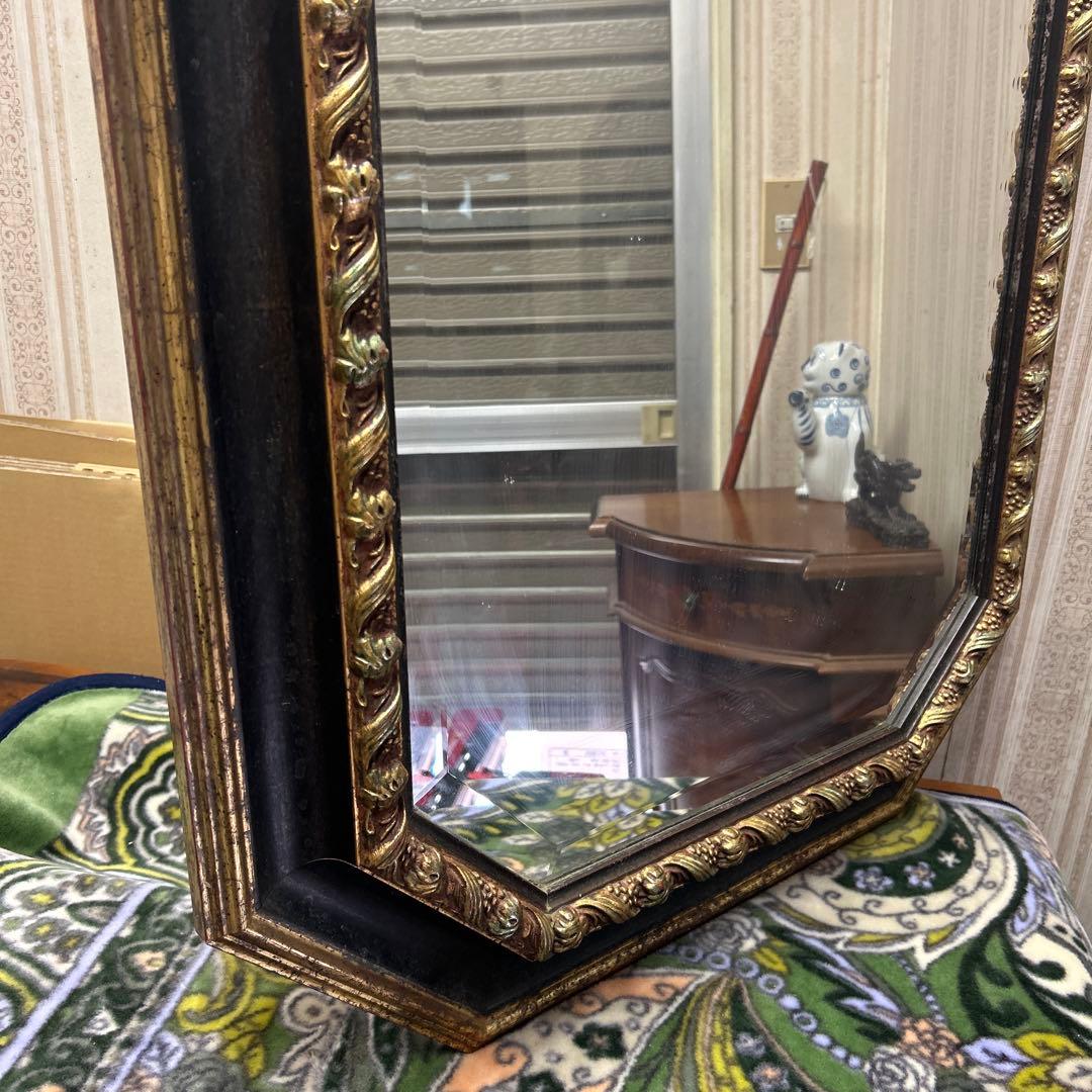 イタリア製　アンティーク　八角　特大ミラー　姿見　インテリア　風水　壁掛け