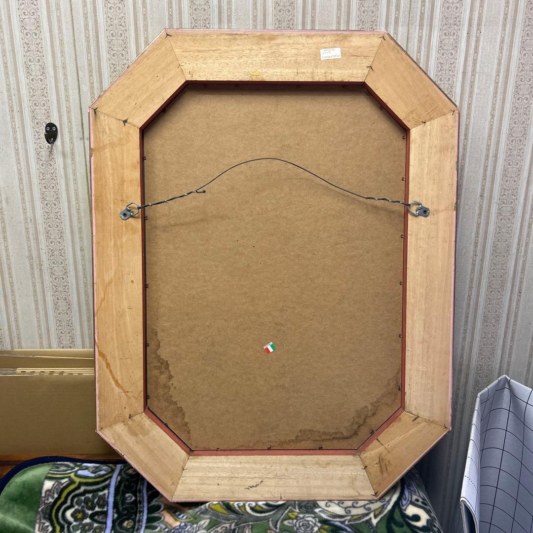 イタリア製　アンティーク　八角　特大ミラー　姿見　インテリア　風水　壁掛け