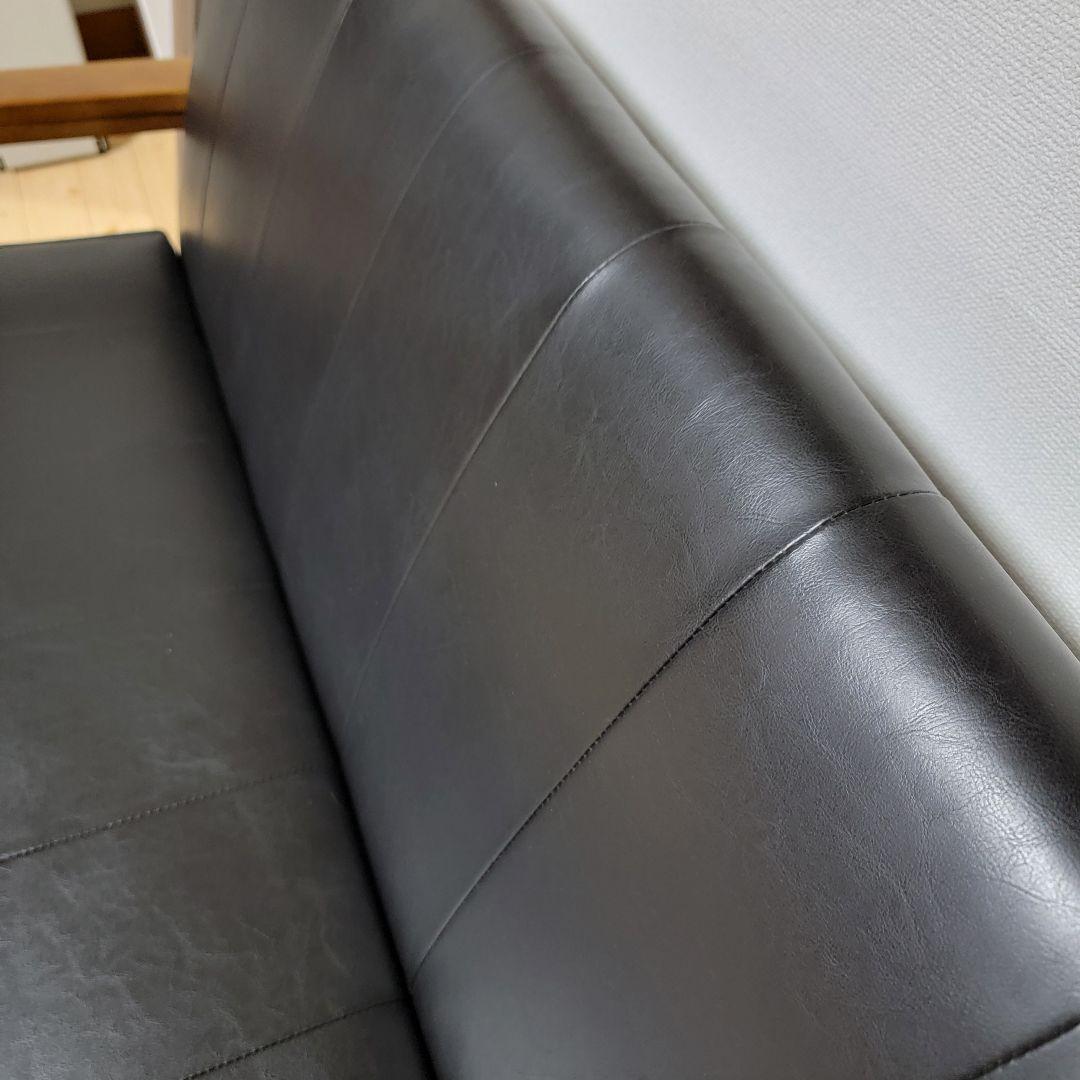 ソファー 幅128cm 二人掛け 2人用 レザー調 ひじ掛け 木製 合成皮革