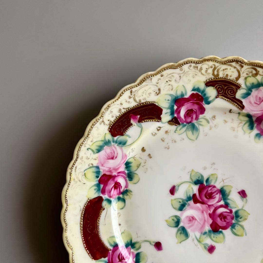 アンティーク オールドノリタケ 初期メイプルリーフ印 薔薇金彩