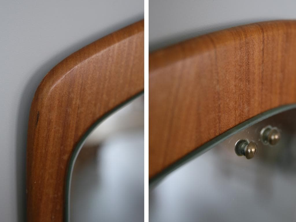 英国アンティークチーク古木ウォールミラー/木製壁掛け鏡/立鏡/姿見(92-151