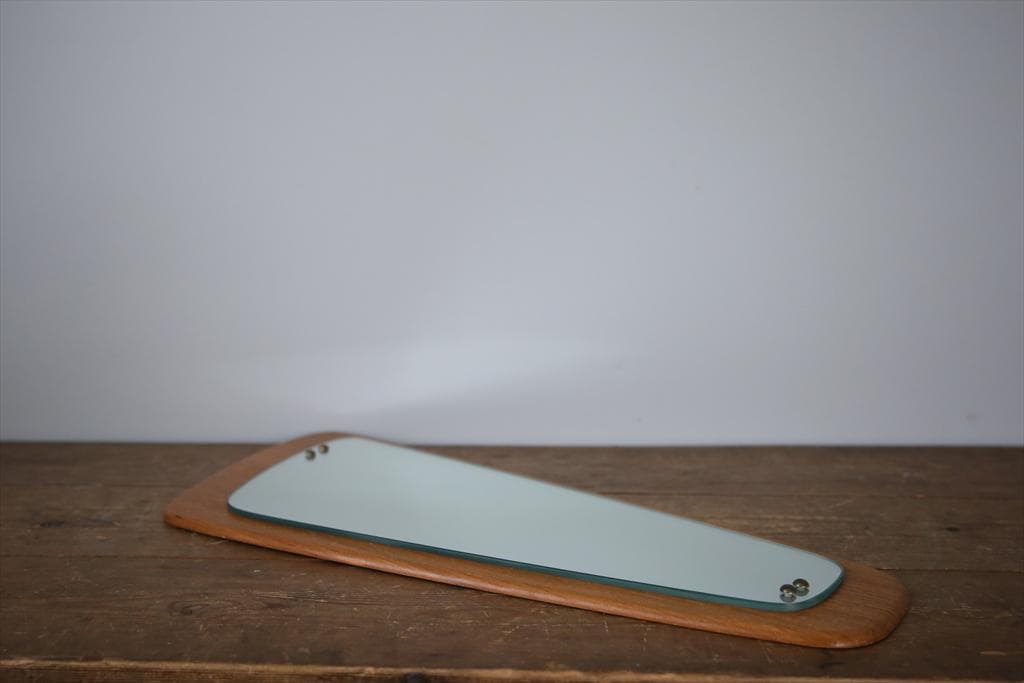 英国アンティークチーク古木ウォールミラー/木製壁掛け鏡/立鏡/姿見(92-151