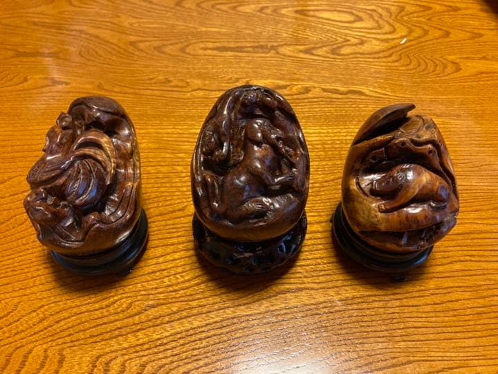 訳あり品　マリン木 バラの根 十二支 置物 木彫り　彫刻