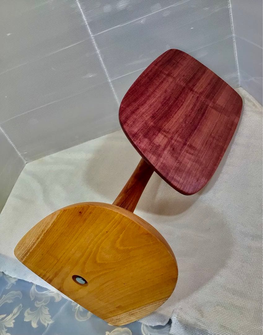 天然木　パープルハート材　折り畳みサイドテーブル　手造り　一点物