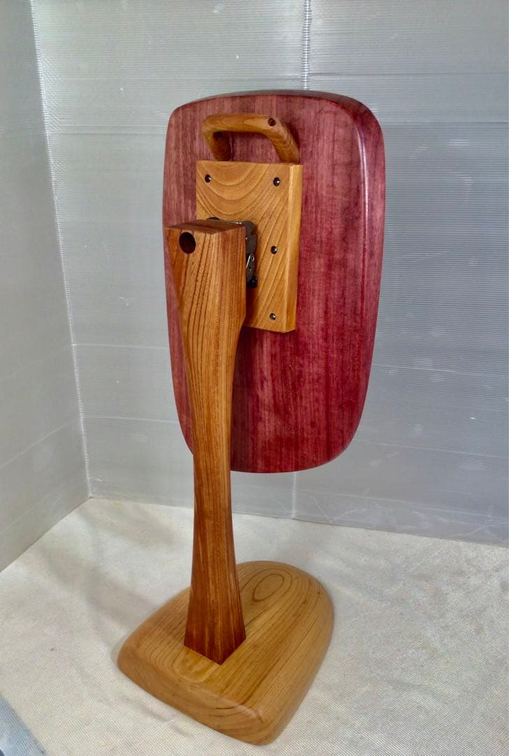 天然木　パープルハート材　折り畳みサイドテーブル　手造り　一点物