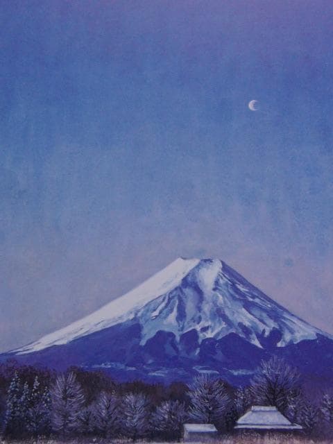 前田純子、【朝の月】、希少な大判額装用画集より、美品、日本人画家