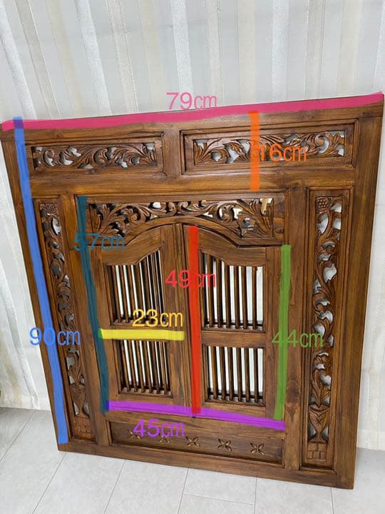 アジアンアンティーク扉付き壁掛けミラー 送料込み！！