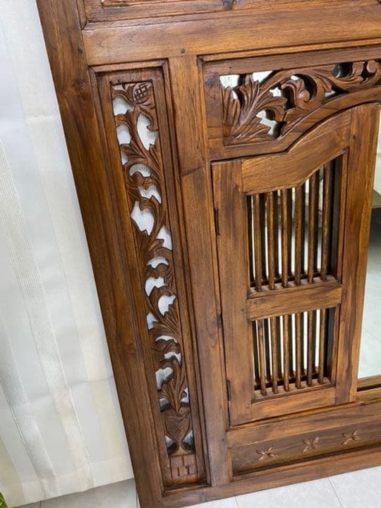 アジアンアンティーク扉付き壁掛けミラー 送料込み！！