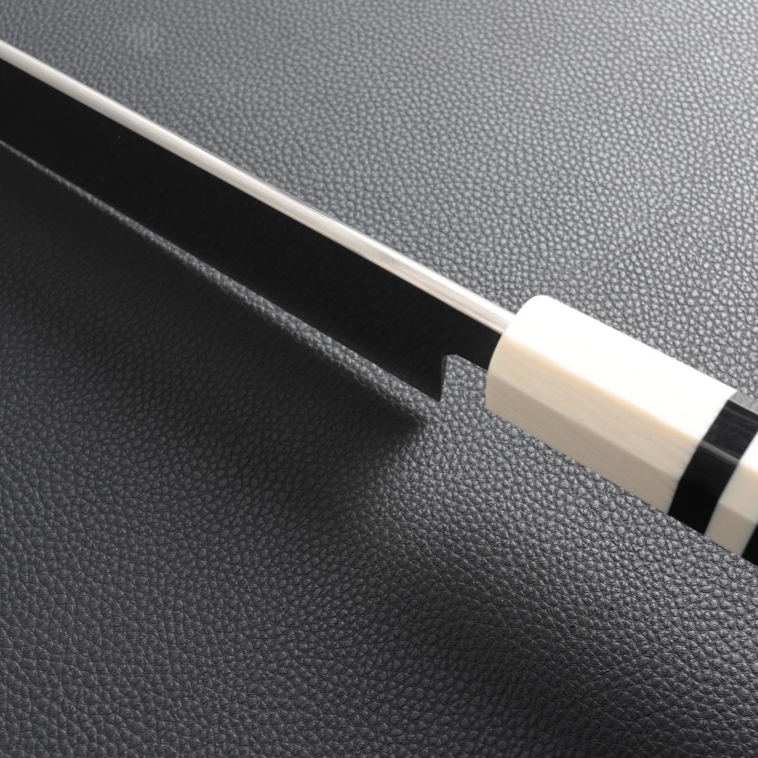 9776 柳刃包丁 尺寸 刃渡り300mm 刺身包丁 人工象牙黒三本巻八角柄