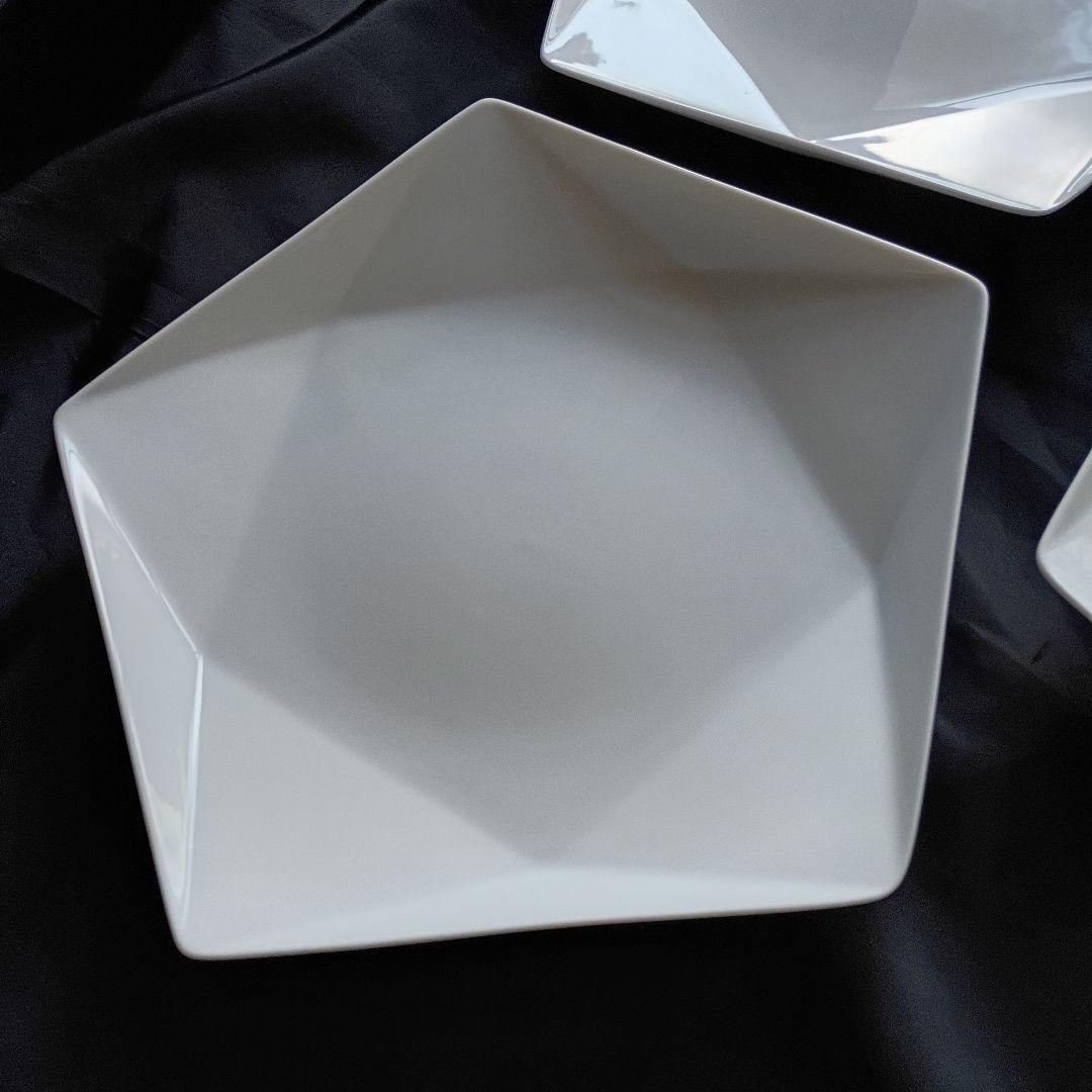 ホワイト多角形皿3枚セットアポロ白28cmプレート 30×28.5×3.4㎝