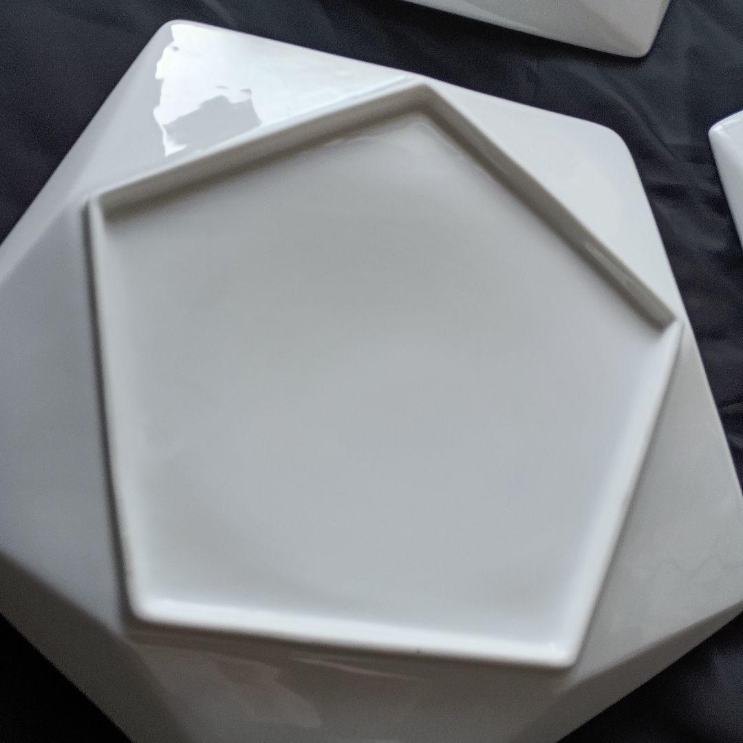 ホワイト多角形皿3枚セットアポロ白28cmプレート 30×28.5×3.4㎝